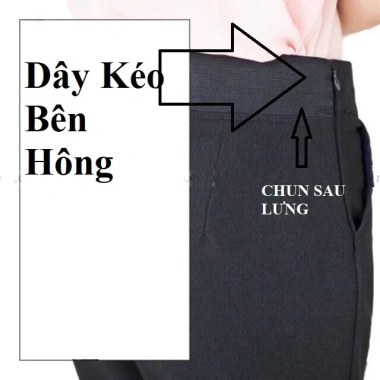Quần Tây Đi Học Chun Sau Vải Tuyết Mưa Dây Kéo Bên Sườn Bigsize 83kg Giá 115k