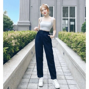 Quần Tây Học Sinh Nữ 2 Ly Khuy Giữa Vải Tuyết Mưa Dày, Lưng Cao Dáng Bigsize Giá 125k