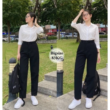Quần Tây Học Sinh Nữ 2 Ly Khuy Giữa Vải Tuyết Mưa Dày, Lưng Cao Dáng Bigsize Giá 125k