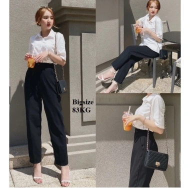 Quần Tây Học Sinh Nữ 2 Ly Khuy Giữa Vải Tuyết Mưa Dày, Lưng Cao Dáng Bigsize Giá 125k