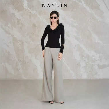 Quần tây KAYLIN ống suông xếp ly, chất vải ramie thanh lịch BST 12.2.025 – 500k