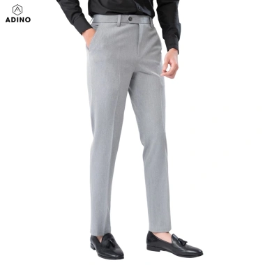 Quần tây nam ADINO màu ghi sáng, vải rayon polyester dày, không bai, co giãn, dáng công sở ống đứng hơi côn - 358.999đ
