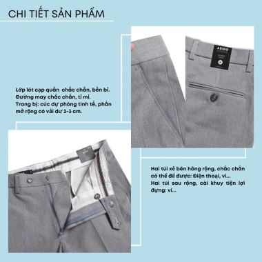 Quần tây nam ADINO màu ghi sáng, vải rayon polyester dày, không bai, co giãn, dáng công sở ống đứng hơi côn - 358.999đ