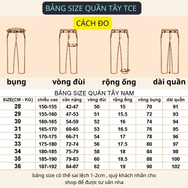 Quần Tây Nam Baggy TCE Công sở Dáng ôm Cotton Co giãn Không nhăn Cao cấp 110k