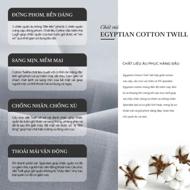 Quần Tây Nam Cao Cấp Atrastino VNXK Cotton Lạnh Không Nhăn Co Dãn Nhẹ Thanh Lịch QA005 Bản Mới