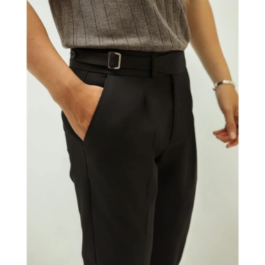 Quần tây nam cạp cao sidetab ống côn đen vải tuyết Hàn công sở - PN STORE QĐL giảm giá 179k 3
