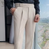 Quần tây nam cạp cao sidetab ống côn đen vải tuyết Hàn công sở - PN STORE QĐL giảm giá 179k 5