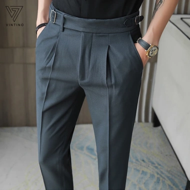 Quần tây nam cạp cao sidetab ống côn đen vải tuyết Hàn công sở - PN STORE QĐL giảm giá 179k 6