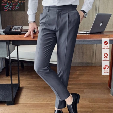 Quần tây Nam cạp cao tự chỉnh eo, baggy lịch lãm màu xám đen be kem Zenzetshop QTN04 2 Quần tây Nam cạp cao tự chỉnh eo, baggy lịch lãm màu xám đen be kem Zenzetshop QTN04 2