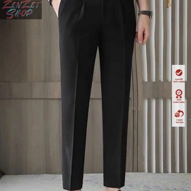Quần tây Nam cạp cao tự chỉnh eo, baggy lịch lãm màu xám đen be kem Zenzetshop QTN04