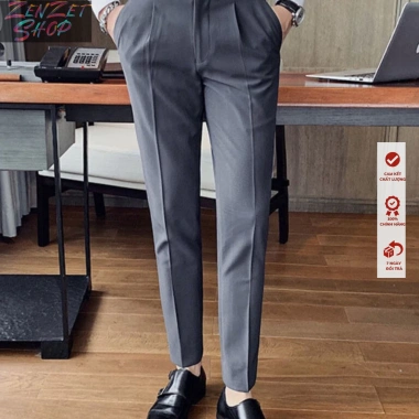 Quần tây Nam cạp cao tự chỉnh eo, baggy lịch lãm màu xám đen be kem Zenzetshop QTN04