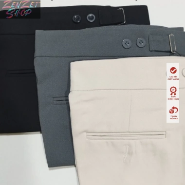 Quần tây Nam cạp cao tự chỉnh eo, baggy lịch lãm màu xám đen be kem Zenzetshop QTN04