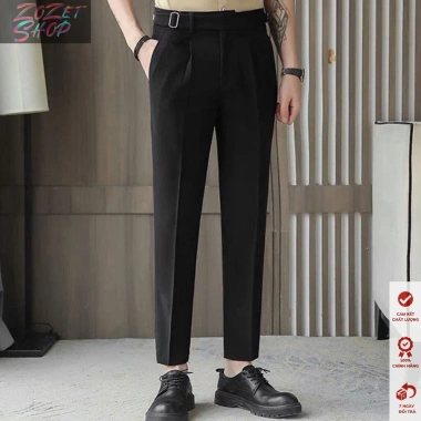 Quần tây Nam cạp cao tự chỉnh eo, baggy lịch lãm màu xám đen be kem Zenzetshop QTN04