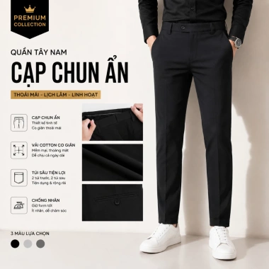 Quần Tây Nam cạp chun ẩn co giãn, vải dày dặn, lên form đẹp, không nhăn và Quần âu cao cấp 2