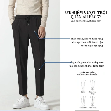 Quần tây nam cạp chun co giãn baggy vải tuyết mưa không nhăn không xù QUZ SOLADO 149k 3