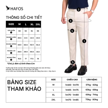 Quần tây nam CLASSIC HAFOS - Cotton dày dặn, sidetab co giãn, hạn chế nhăn