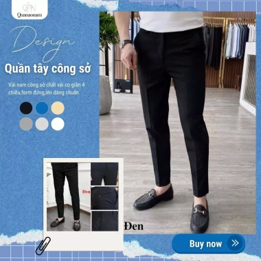 Quần tây nam công sở đen, vải co giãn 4 chiều, form đứng, lên dáng chuẩn - 199k