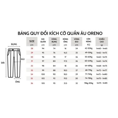 Quần tây nam công sở ORENO ống côn slimfit, vải co giãn 4 chiều - Giá chỉ 170k
