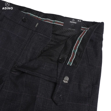 Quần tây nam Hàn Quốc ADINO màu nâu kẻ ô, cotton dày không bai, slimfit công sở ống đứng, giảm giá 359k QA95 3
