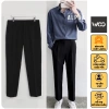 Quần tây nam Hàn Quốc WOO baggy suông vải tuyết mưa đen kem, dày dặn mềm mại không nhăn, giá 148k