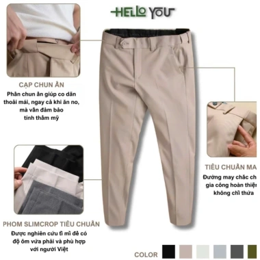 Quần tây nam HELLOYOU Slimcrop 79 co giãn dày dặn, ống rộng màu đen - 259k 3 Quần tây nam HELLOYOU Slimcrop 79 co giãn dày dặn, ống rộng màu đen - 259k 3