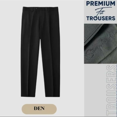Quần tây nam HELLOYOU Slimcrop 79 co giãn dày dặn, ống rộng màu đen - 259k