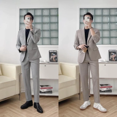 Quần tây nam HELLOYOU Slimcrop 79 co giãn dày dặn, ống rộng màu đen - 259k