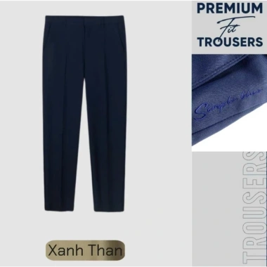 Quần tây nam HELLOYOU Slimcrop 79 co giãn dày dặn, ống rộng màu đen - 259k
