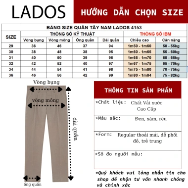 Quần Tây Nam LADOS-4.153 vải xước cao cấp, mềm mịn, form regular, phong cách Hàn Quốc, dễ phối đồ chỉ 181k 5
