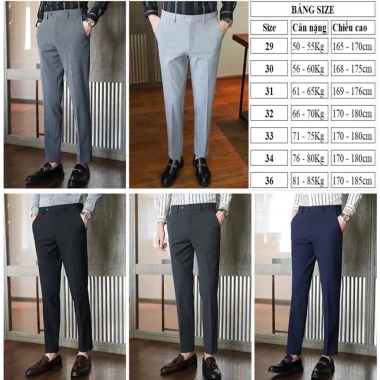 Quần tây nam ống côn vải lỳ dày dặn, không nhăn, co giãn nhẹ - Giảm 40%