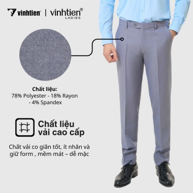 Quần Tây Nam Slimfit Trơn Cao Cấp Vĩnh Tiến Mềm Mịn Thoáng Khí - 403.750 VND 6