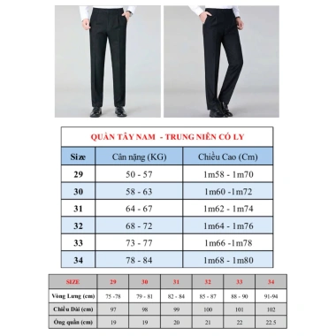 Quần Tây Nam Trung Niên CAVILL chất vải cao cấp, mềm, chống nhăn, không bai xù, form suông đứng dáng - 346.500₫
