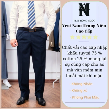 Quần Tây Nam Trung Niên Hồng Ngọc Vải Nhập Khẩu Cao Cấp Phom Dáng Lịch Sự Giá 279k