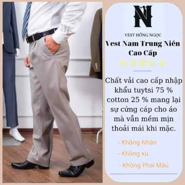 Quần Tây Nam Trung Niên Hồng Ngọc Vải Nhập Khẩu Cao Cấp Phom Dáng Lịch Sự Giá 279k