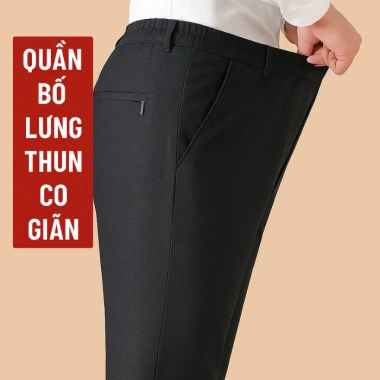 Quần Tây Nam Trung Niên – Lưng Thun Co Giãn, Ống Suông Rộng, Vải Không Nhăn – 229k 3
