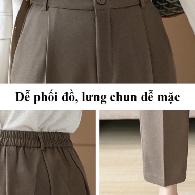 Quần Tây Nữ 3A Lưng Thun Cạp Cao Baggy Dáng Ống Đứng Khóa Trước Giá Ưu Đãi 79k 2