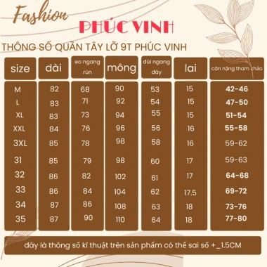 Quần Tây Nữ 9T Lưng Một Nút PHÚCVINH - Dáng Thẳng Thanh Lịch, Giá Ưu Đãi 99k 6