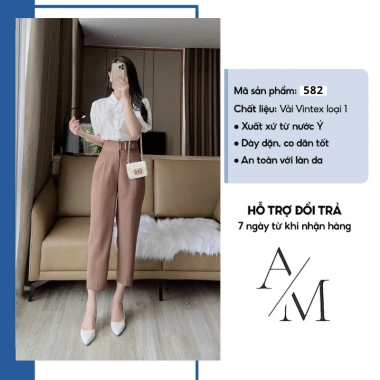 Quần tây nữ AMY lưng cao cạp cao tôn dáng ống đứng, khóa trước, màu đen trắng nâu 250k