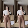 Quần tây nữ AMY lưng cao cạp cao tôn dáng ống đứng, khóa trước, màu đen trắng nâu 250k 5