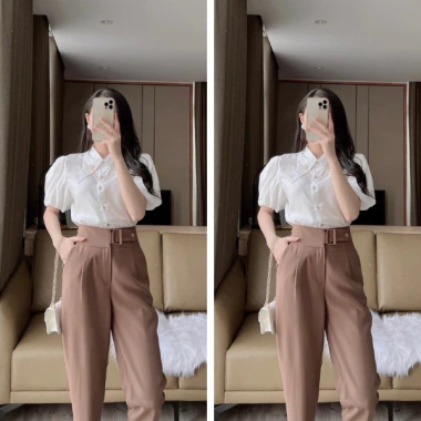 Quần tây nữ AMY lưng cao cạp cao tôn dáng ống đứng, khóa trước, màu đen trắng nâu 250k