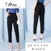 Quần tây nữ baggy cạp cao 2 cúc đen tôn dáng: Công sở, chuẩn loại 1, giá 149.000₫