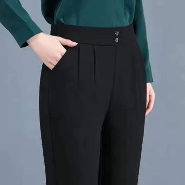 Quần tây nữ baggy cạp cao 2 cúc đen tôn dáng: Công sở, chuẩn loại 1, giá 149.000₫