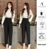 Quần tây nữ baggy cạp cao bản to 3 cúc, vải tuyết mưa, thoải mái đi làm và học