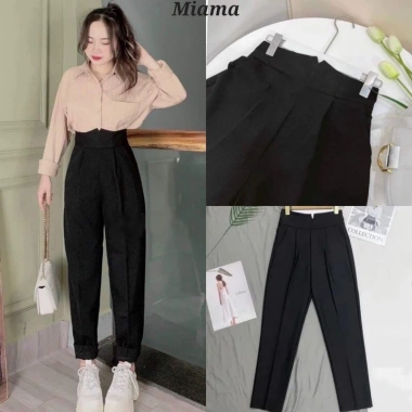 Quần tây nữ baggy cạp chữ V bản to chất tuyết mưa hách dáng Mã Q107 giá 78.000₫