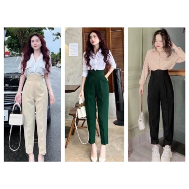 Quần tây nữ baggy cạp chữ V bản to chất tuyết mưa hách dáng Mã Q107 giá 78.000₫