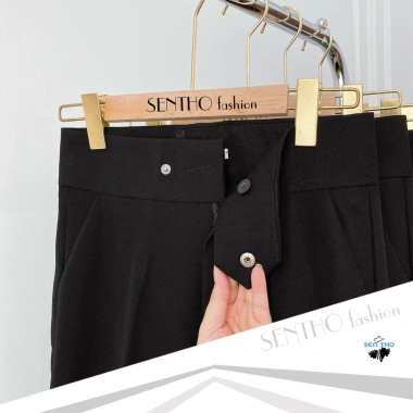 Quần Tây Nữ Baggy Vải Công Sở Đen Dáng Dài Cạp Cao Co Giãn Nhẹ – Giá 159k 3