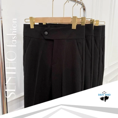 Quần Tây Nữ Baggy Vải Công Sở Đen Dáng Dài Cạp Cao Co Giãn Nhẹ – Giá 159k 4