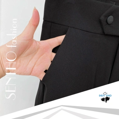 Quần Tây Nữ Baggy Vải Công Sở Đen Dáng Dài Cạp Cao Co Giãn Nhẹ – Giá 159k 6