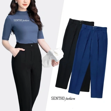 Quần Tây Nữ Baggy Vải Dày Đen Xanh Than - Phong Cách Đi Học và Công Sở, Giá 139k
