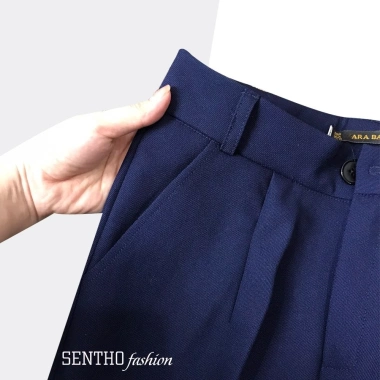 Quần Tây Nữ Baggy Vải Dày Đen Xanh Than - Phong Cách Đi Học và Công Sở, Giá 139k 3